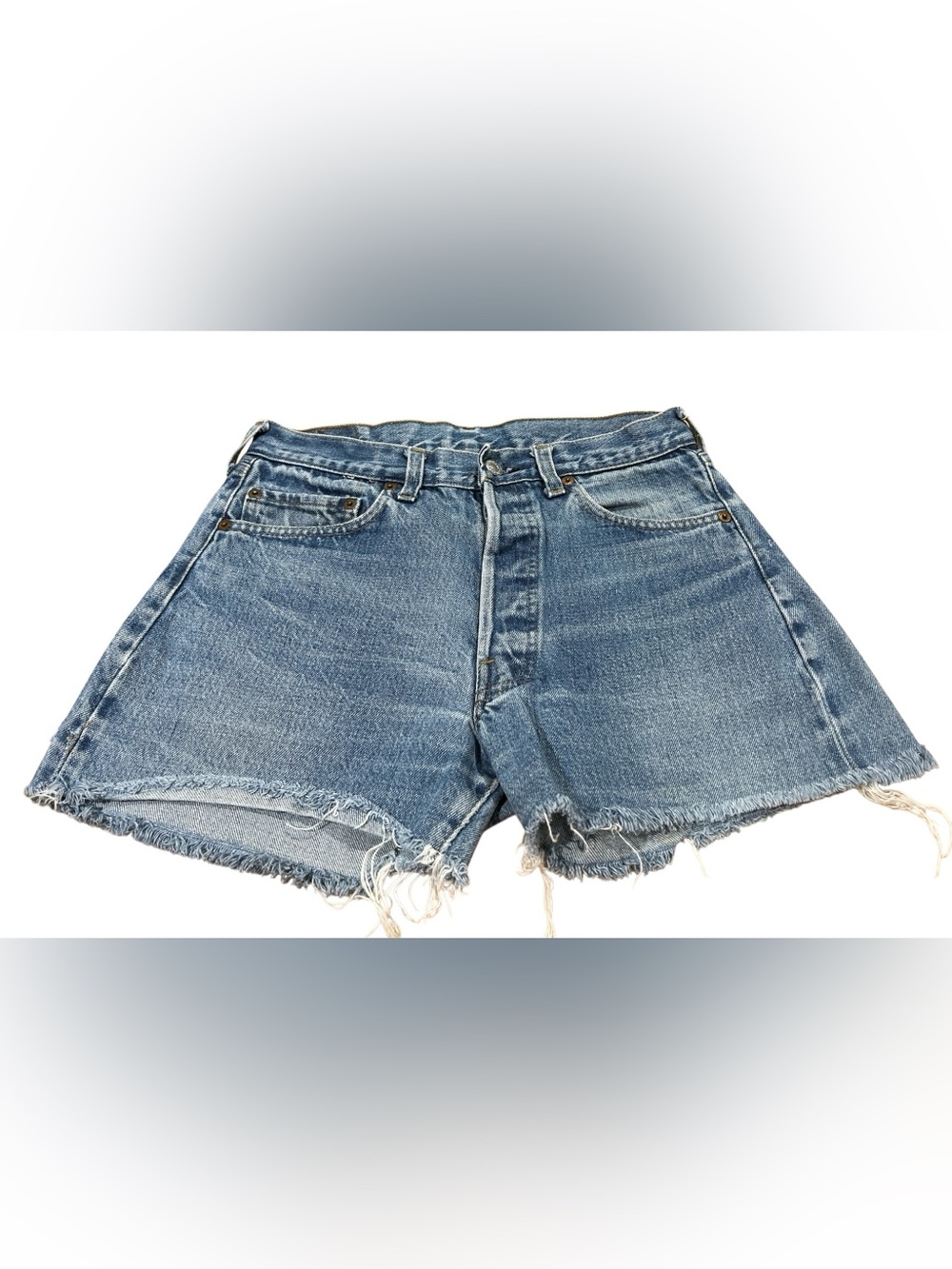 Levi’s Premium 501 High Rise Button Fly Denim Shorts W27 Raw Hem